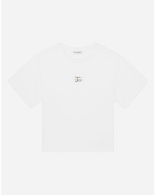 Dolce & Gabbana White Jersey T-shirt With Dg Logo