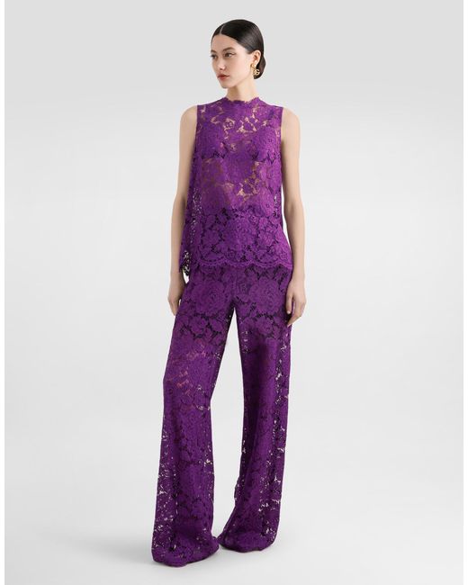 Dolce & Gabbana Cordonetto Lace Trousers Purple