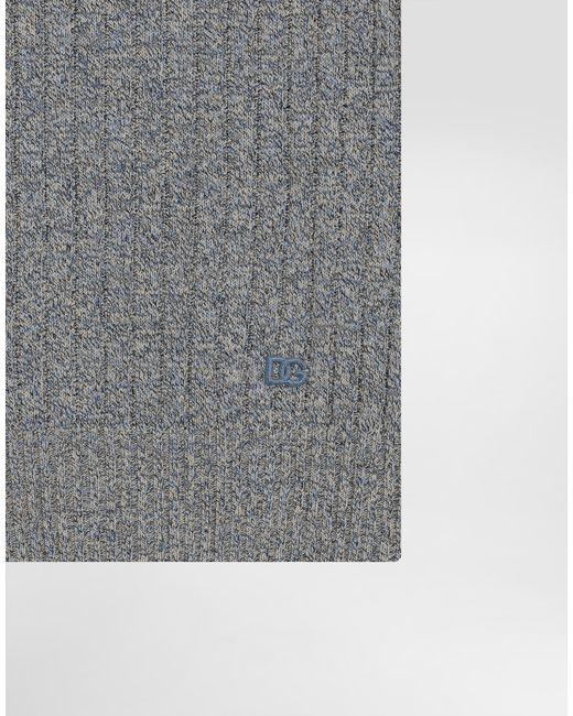 Dolce & Gabbana Gray Ribbed Cotton And Linen Polo Shirt for men