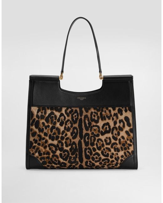 Dolce & Gabbana Black Sicily Large Shopping Bag With Embroidery
