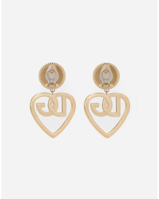 Dolce & Gabbana カボション ディテール&Dgロゴ&ハート ドロップ イヤリング White