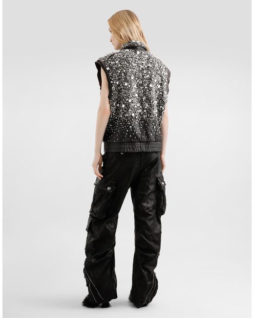 Dolce & Gabbana Black Cargo-Pocket Leather Trousers