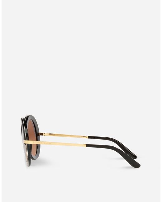 Dolce & Gabbana Half Print Sunglasses Brown
