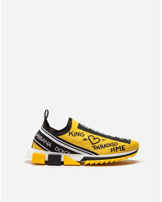 Sneakers Sorrento Stampa Graffiti di Dolce & Gabbana in Yellow da Uomo