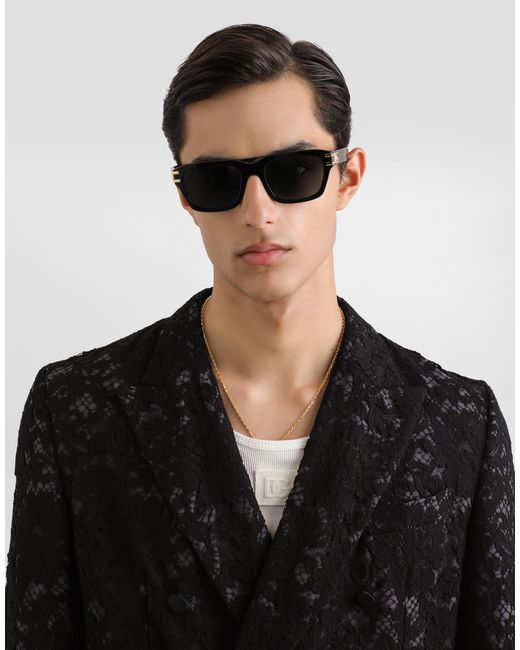 Dolce & Gabbana Black Double-Breasted Lace Jacket for men