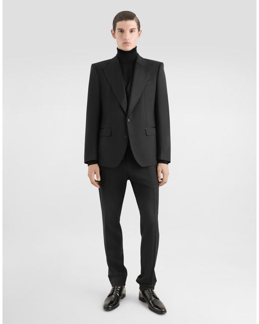 メンズ Dolce & Gabbana スリーピースタキシードスーツ シチリアフィット ストレッチウール Black