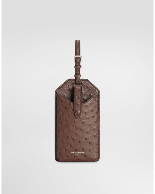 Dolce & Gabbana Brown Ostrich Leather Eyewear Case for men