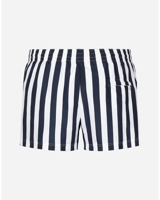 Dolce & Gabbana Blue Brand-patch Elasticated-waist Swim Shorts for men