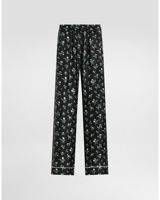 Dolce & Gabbana Multicolor Roses And Lilies Of The Valley-Print Twill Vanity Trousers