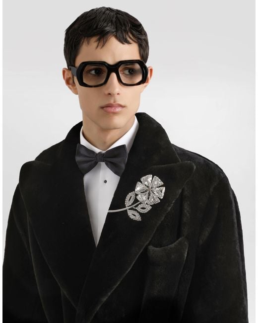 メンズ Dolce & Gabbana Double-Breasted Shearling Coat Black