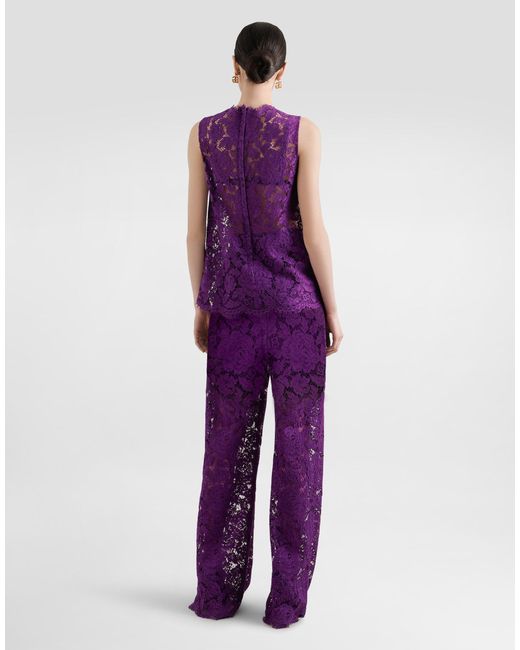 Dolce & Gabbana Cordonetto Lace Trousers Purple