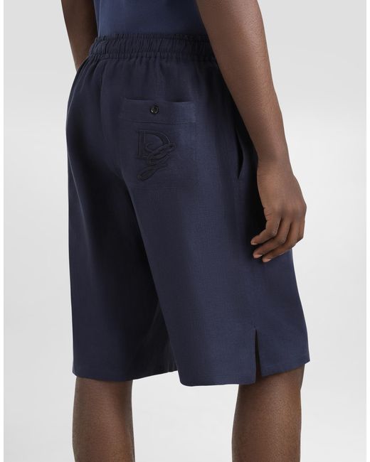 Dolce & Gabbana Blue Luxury Linen Shorts For for men