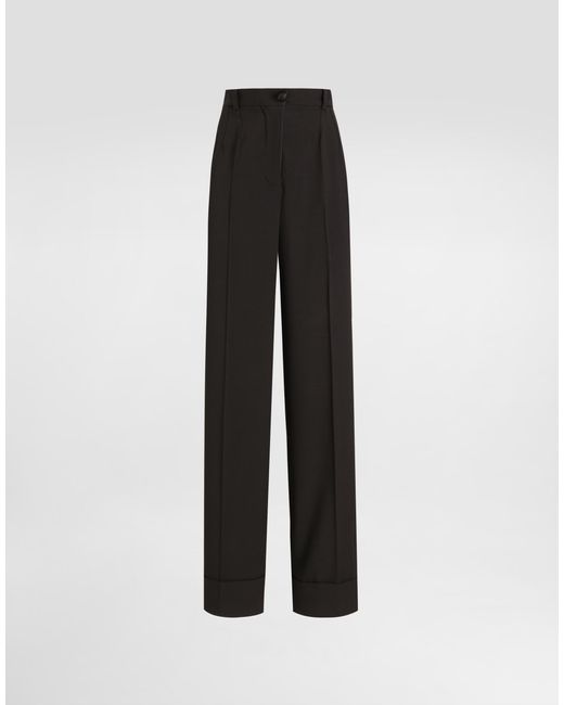 Dolce & Gabbana Black Flared Woolen Pants