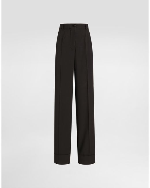 Dolce & Gabbana Black Flared Woolen Pants