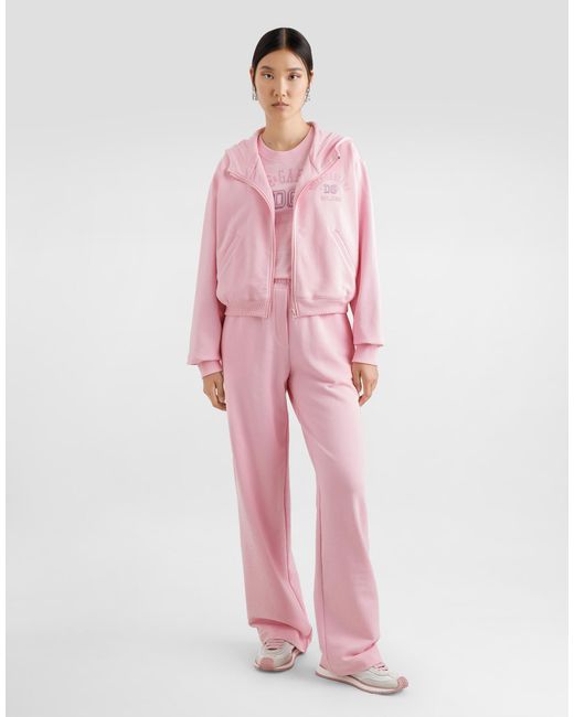 Dolce & Gabbana Pink Jersey Jogging Pants With Dg Logo Embroidery