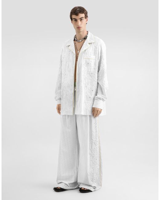Dolce & Gabbana メンズ ホワイト Vanity Trousers With Embroidery