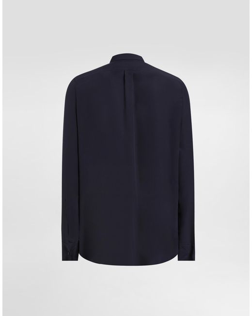 Dolce & Gabbana Blue Silk Crêpe De Chine Martini Shirt for men