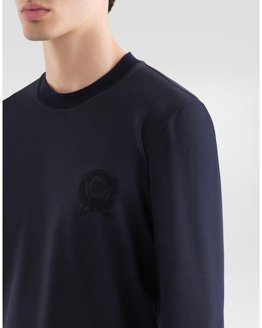 Dolce & Gabbana Blue Technical Piqué T-Shirt for men