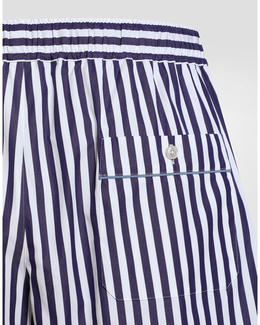 Dolce & Gabbana Blue Striped Poplin Vanity Bermuda Shorts for men
