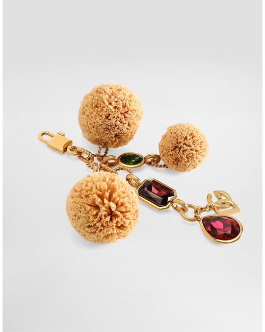 Dolce & Gabbana White Metal And Raffia Keychain