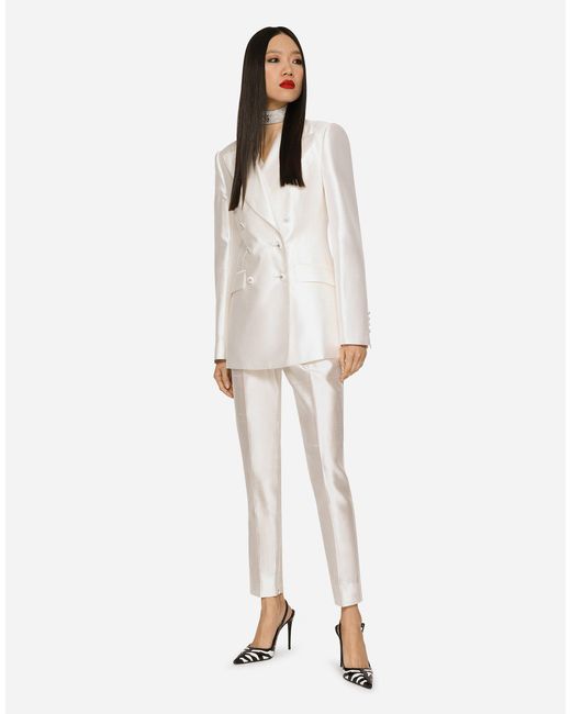 Dolce & Gabbana White Double-Breasted Blazer