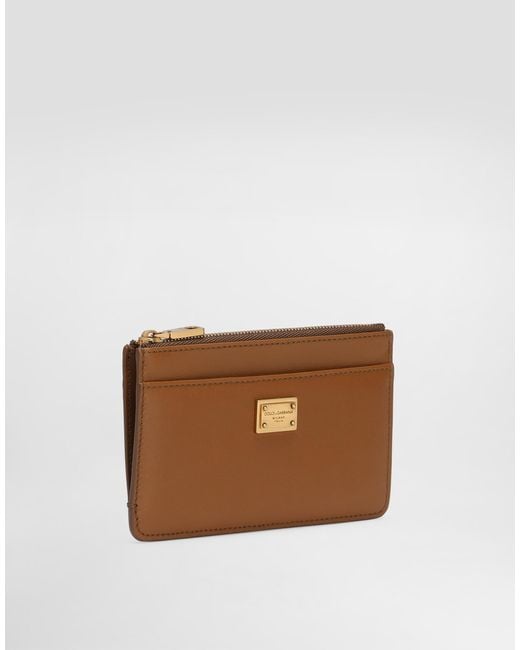 Dolce & Gabbana Brown Kartenetui Aus Plongé-Kalbsleder