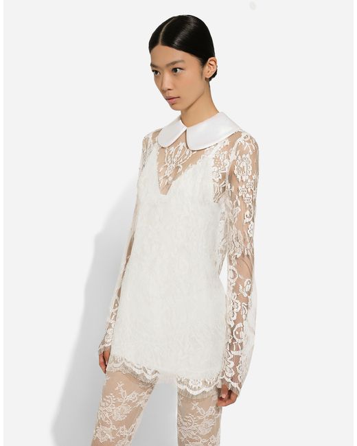 Dolce & Gabbana ショートドレス レース サテンカラー White