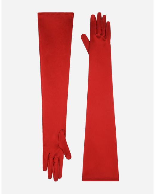 Dolce & Gabbana ロンググラブ ストレッチチサテン Red