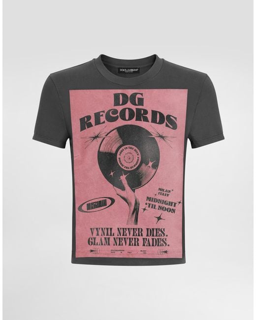 Dolce & Gabbana Pink Jersey T-Shirt With Print