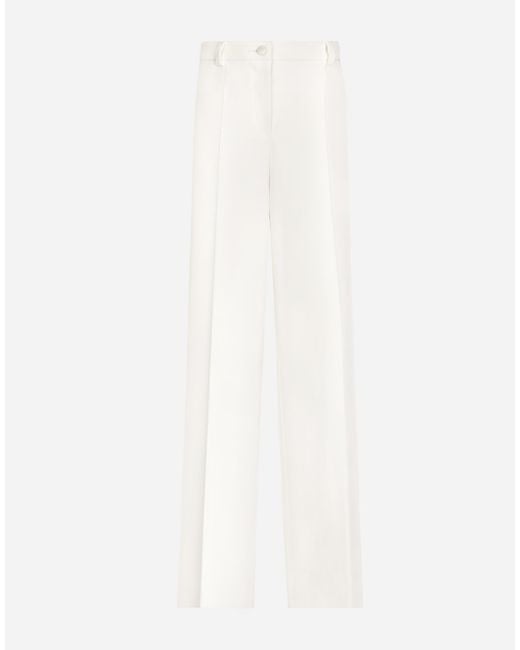 Dolce & Gabbana White Flared Double Crepe Pants
