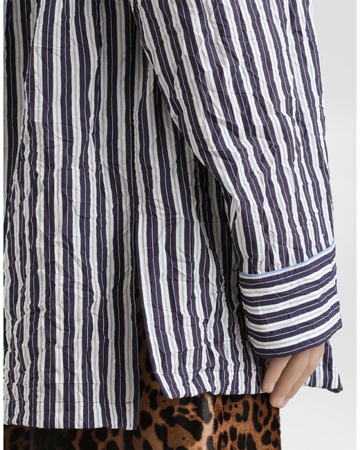 Dolce & Gabbana Blue Crinkled Striped Vanity Shirt for men