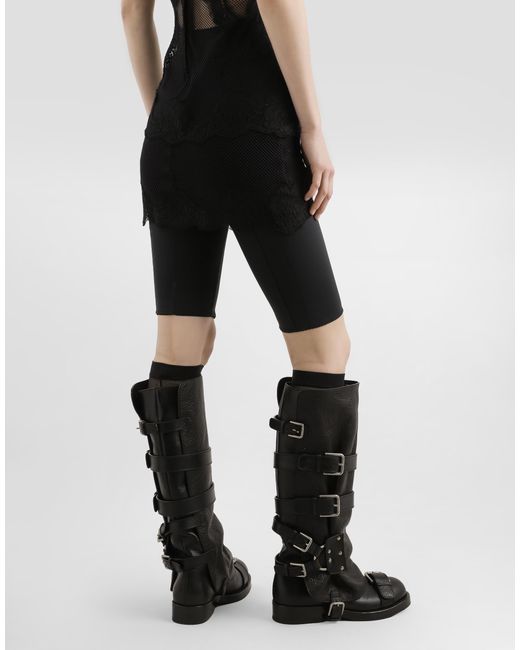 Dolce & Gabbana Black Stretch Satin Bike Shorts