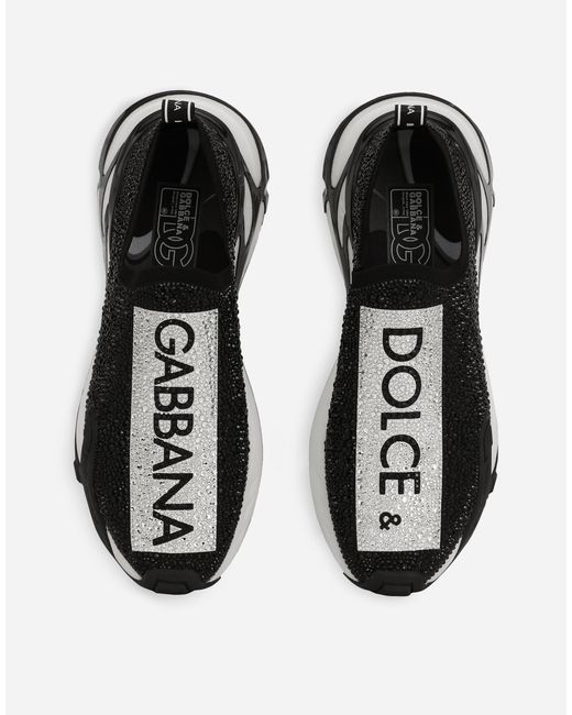 メンズ Dolce & Gabbana ファスト スニーカー ホットフィックスラインストーン White
