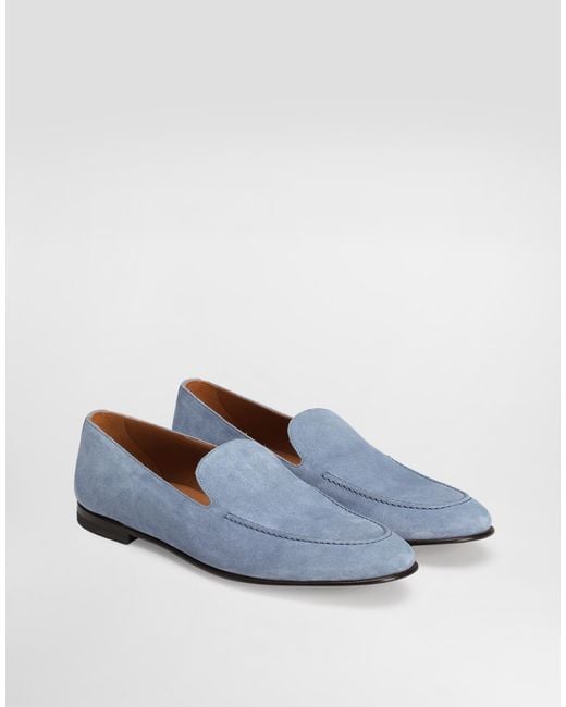 Dolce & Gabbana Blue Split Suede Shoes for men