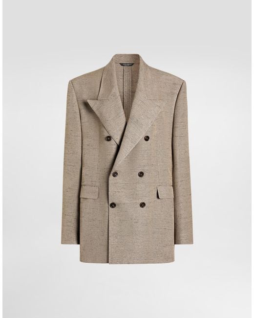 Dolce & Gabbana Natural Double-Breasted Sicilia Tweed Jacket