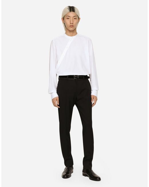 メンズ Dolce & Gabbana パンツ ストレッチウール Black