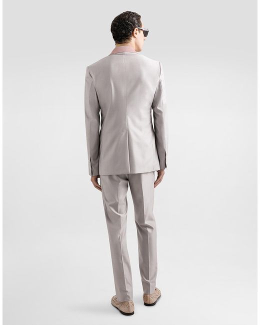 Dolce & Gabbana Gray Deconstructed Double-Breasted Wool And Silk Suit for men