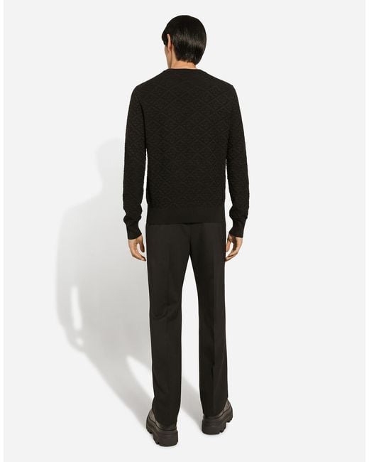 Dolce & Gabbana Rundhalspullover Aus Seide Dg-Logo Allover in Black für Herren