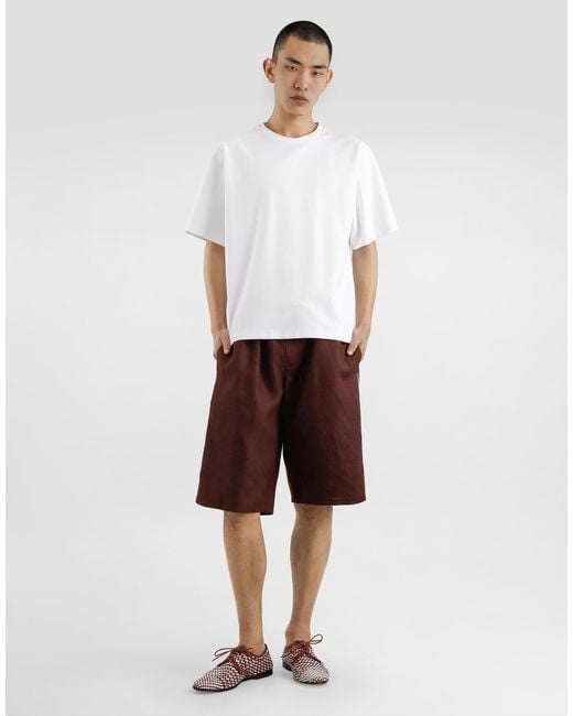 Dolce & Gabbana Red Linen Fabric Shorts for men