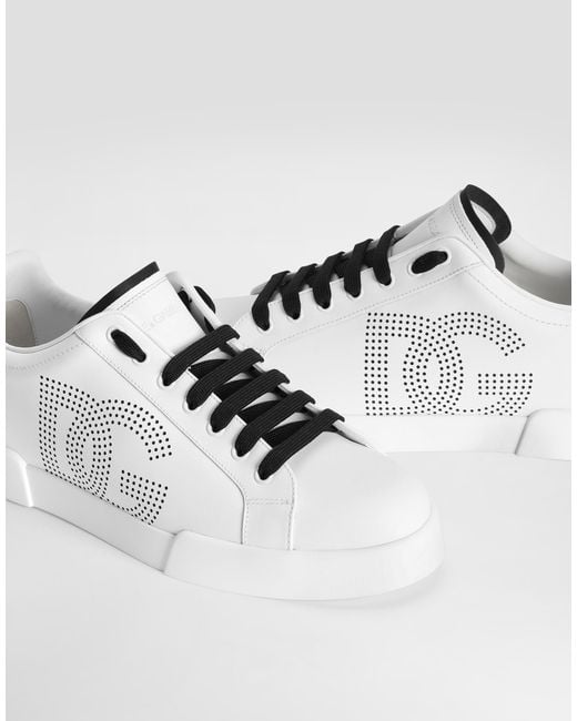 Dolce & Gabbana White Calfskin Portofino Sneakers for men