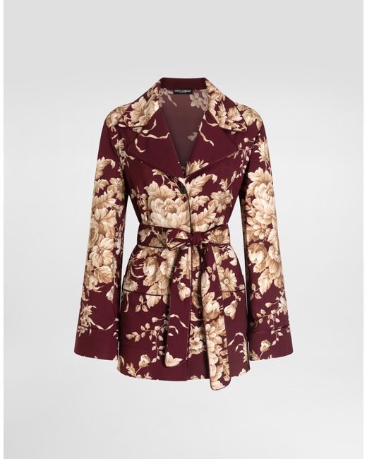 Dolce & Gabbana Red Bluse Vanity Aus Charmeuse Mit Rosenprint