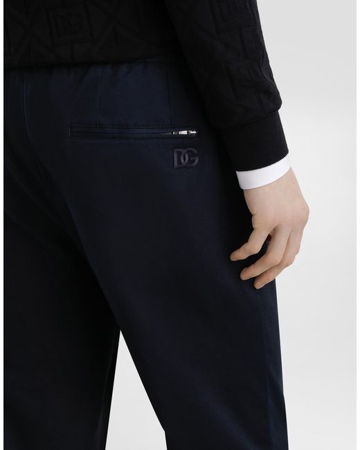 Dolce & Gabbana Blue Stretch Cotton Gabardine Jogging Trousers for men
