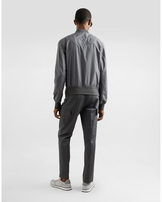 Bómber De Tejido Técnico Con Placa Dolce & Gabbana de hombre de color Gray