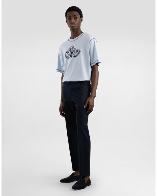 メンズ Dolce & Gabbana Cotton Gabardine Cargo Trousers Blue
