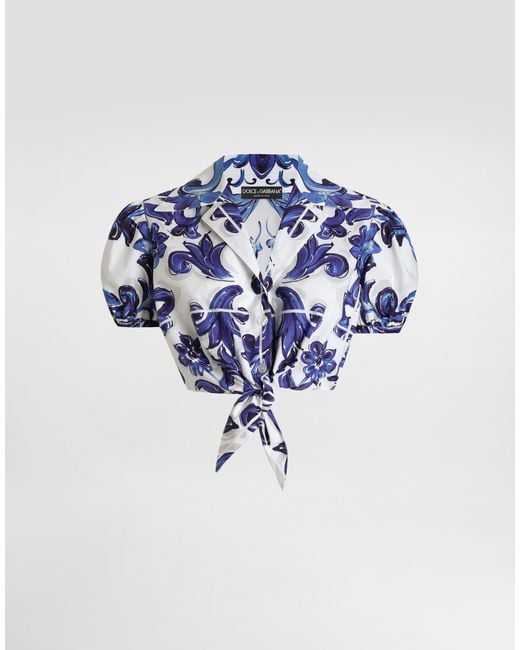 Dolce & Gabbana Blue Dg Exclusive Majolica- Poplin Shirt