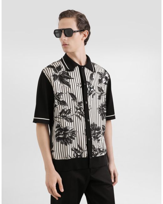 Dolce & Gabbana Black Silk And Cotton Shirt With Twill for men