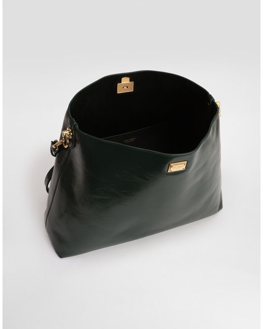 Dolce & Gabbana Black Large Vittoria Calfskin Shoulder Bag