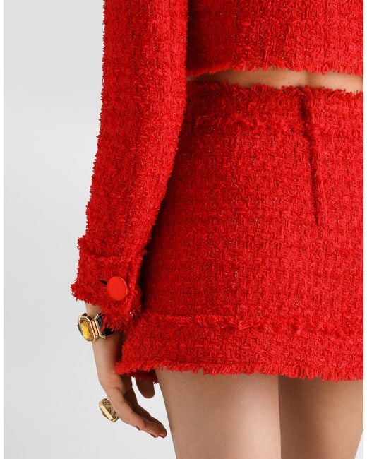 Dolce & Gabbana Red Rachel Tweed Miniskirt