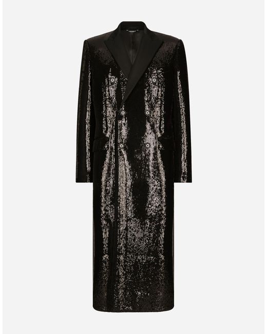 Abrigo De Botonadura Doble Con Lentejuelas Dolce & Gabbana de hombre de color Black