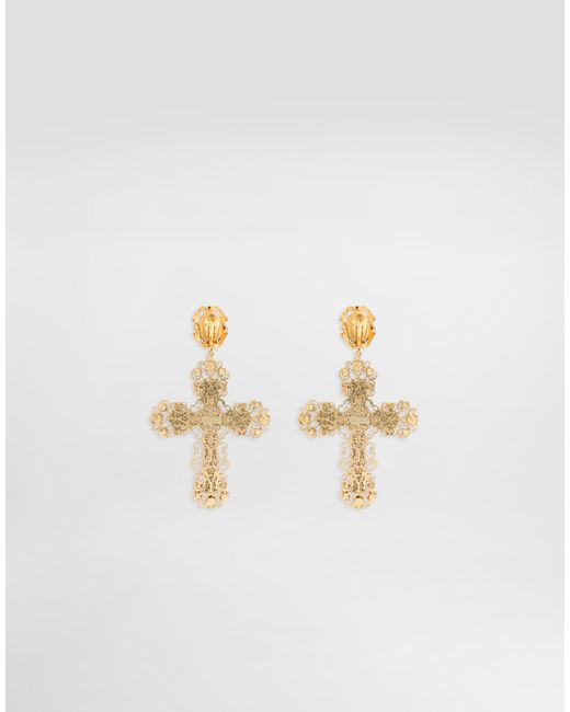 Orecchini A Clip Con Croci di Dolce & Gabbana in Multicolor